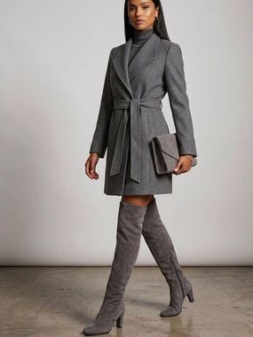 Stuart Weitzman Grey Suede Knee-High Heeled Boots